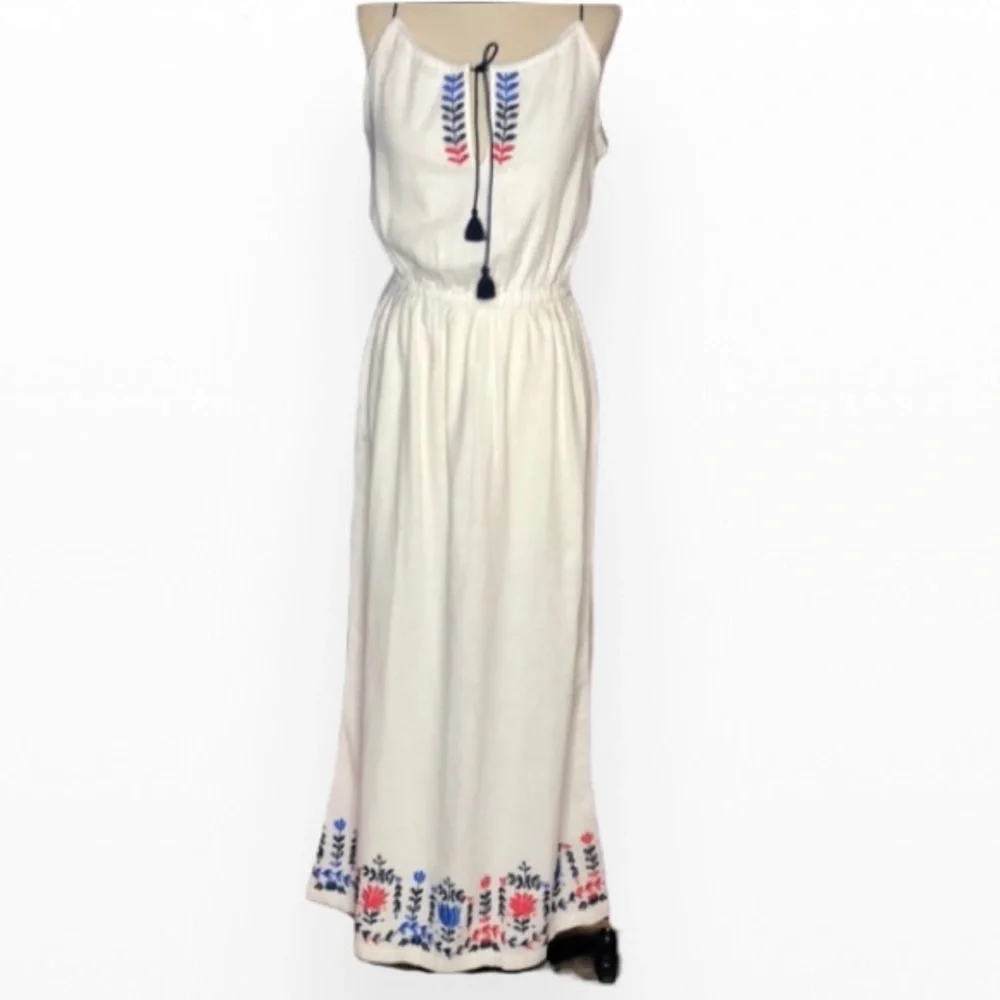 J. Crew Floral Embroidered White Maxi Dres…